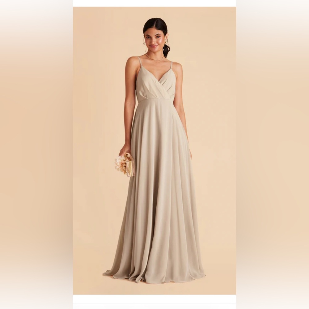 NWT BIRDY GREY Kaia Dress Chiffon Neutral Champagne Medium
